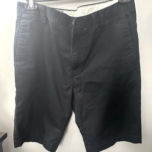 Volcom 32” waist black, flat front shorts.